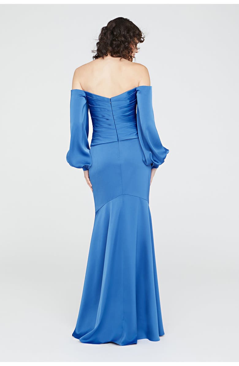 Theia Milenia Draped Sleeve Gown, Alternate, color, Cornflower Blue