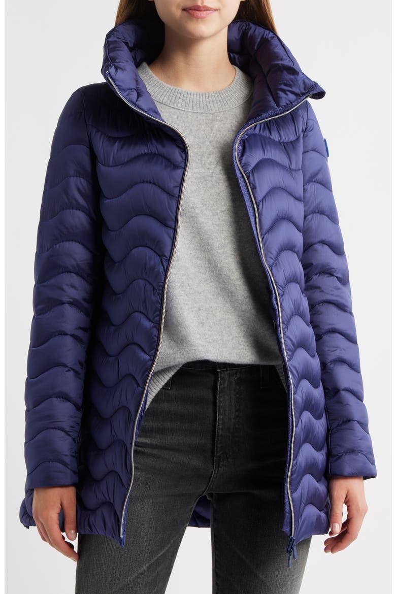 Livette Wavy Quilted Water Repellent Puffer Jacket, Alternate, color, NAVY BLUE