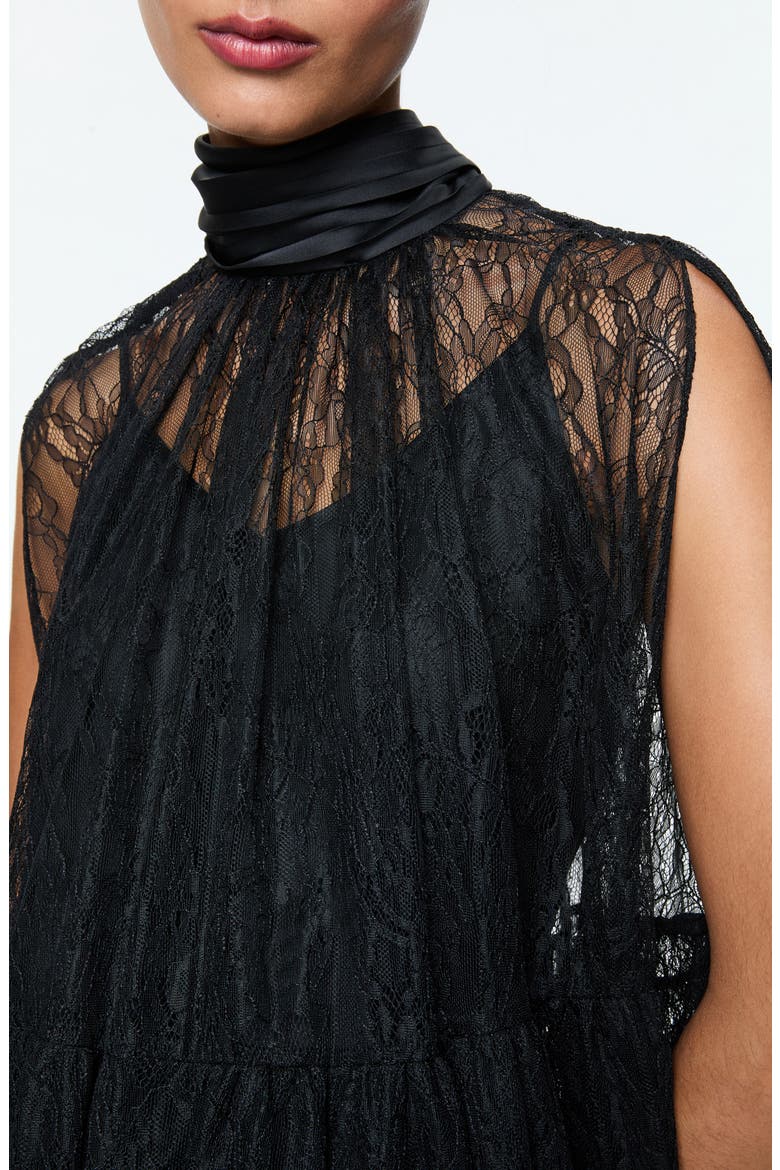 Zenon Sheer Lace Cape Top, Alternate, color, BLACK