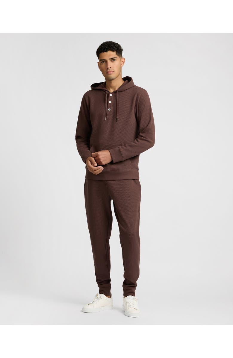 Onia Heavyweight Cotton Waffle Hoodie, Alternate, color, Java