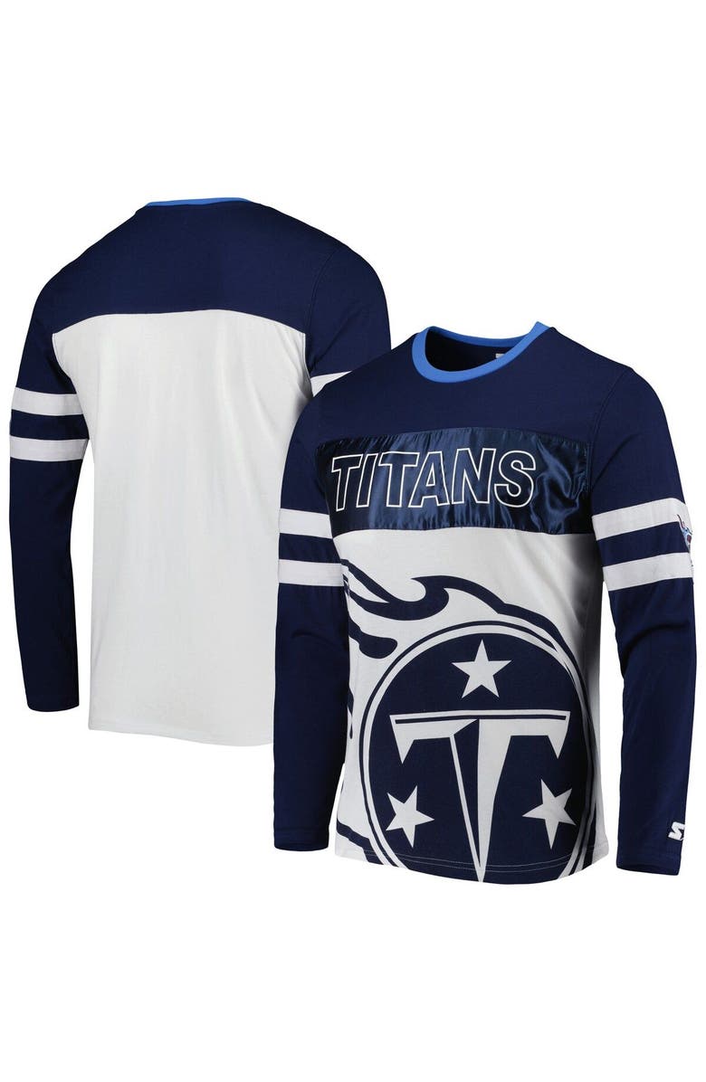STARTER Men's Starter Navy/White Tennessee Titans Halftime Long Sleeve T-Shirt, Alternate, color, 