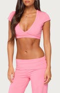 EDIKTED Laverne Wrap Crop T-Shirt