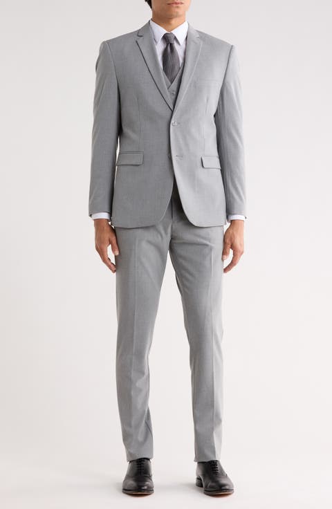 Skinny Fit Solid Stretch Three Piece Suit