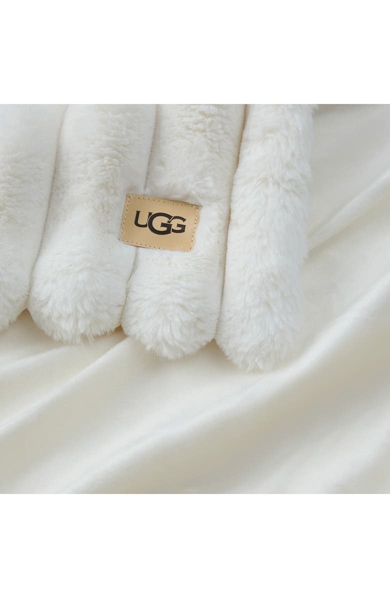 UGG<sup>®</sup> Channel Quilt Faux Fur Throw Blanket, Alternate, color, Snow