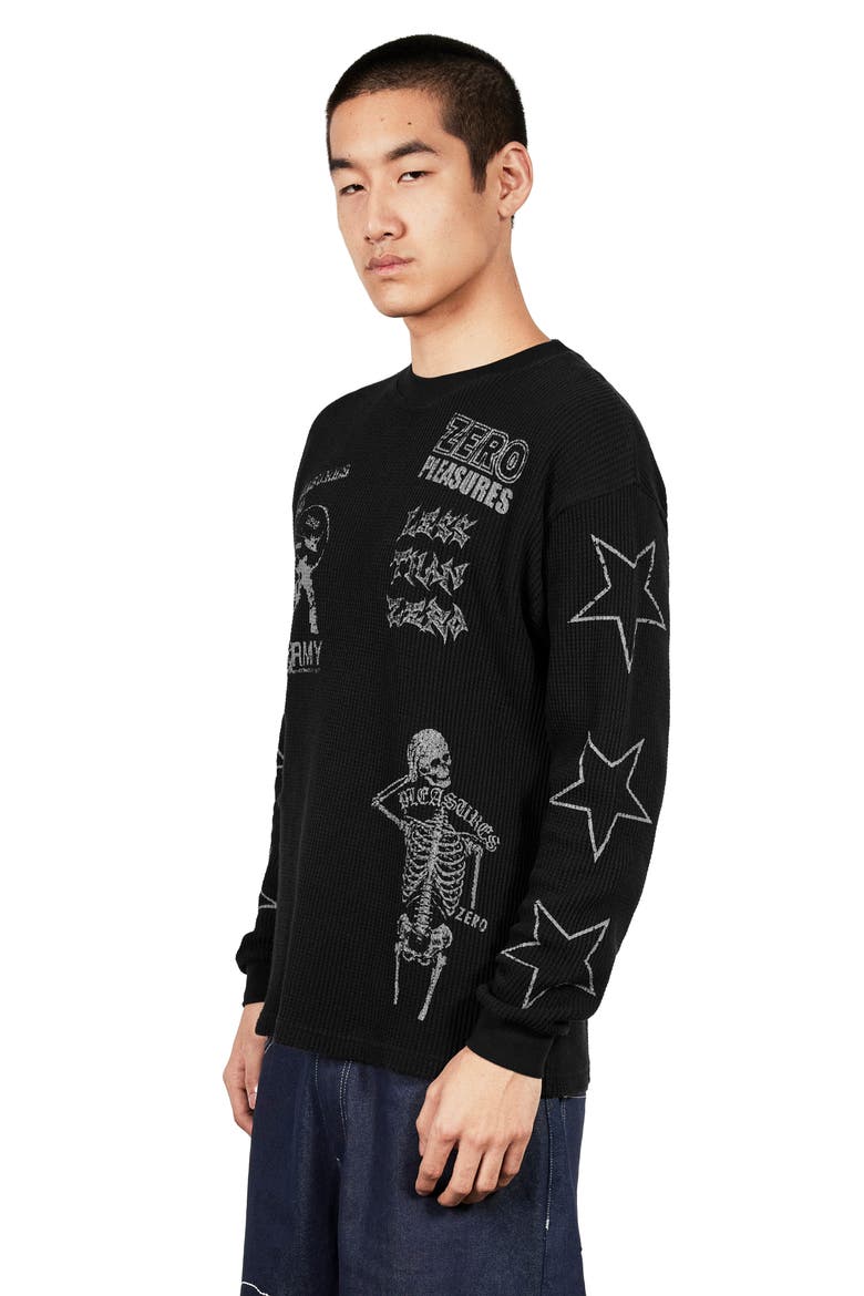 X Zero Skateboards Misled Thermal Graphic Long Sleeve T-Shirt, Alternate, color, BLACK