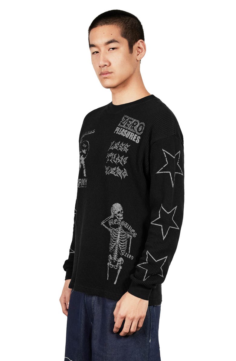 PLEASURES x Zero Misled Thermal Graphic Long Sleeve T-Shirt, Alternate, color, Black