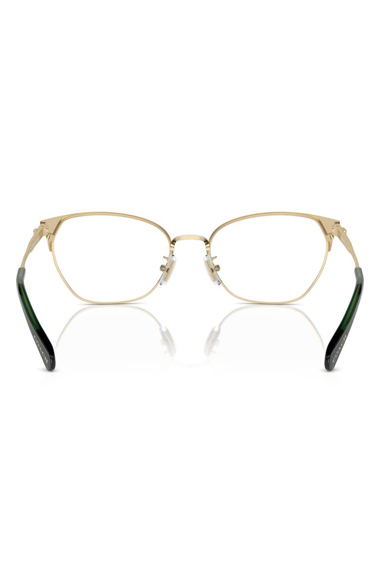COACH 54mm Cat Eye Optical Glasses, Alternate, color, Gold / Pine Tree / Demo Lens
