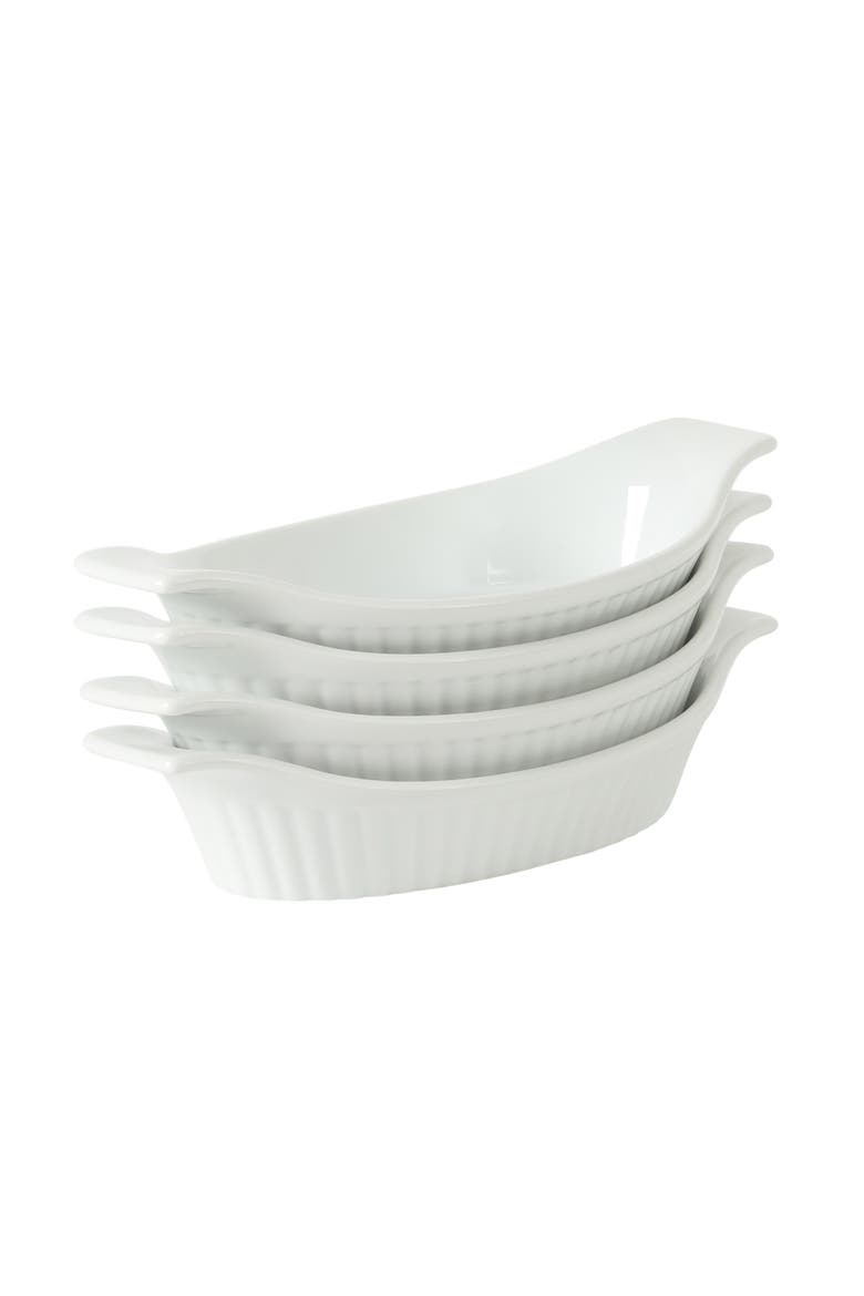Gracious Dining 4-Piece Oval Au Gratin Stoneware Baking Dish Set, Alternate, color, White