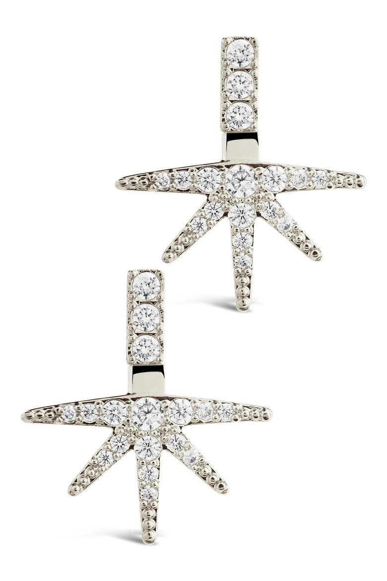 Pavé Starburst Ear Jackets, Main, color, SILVER