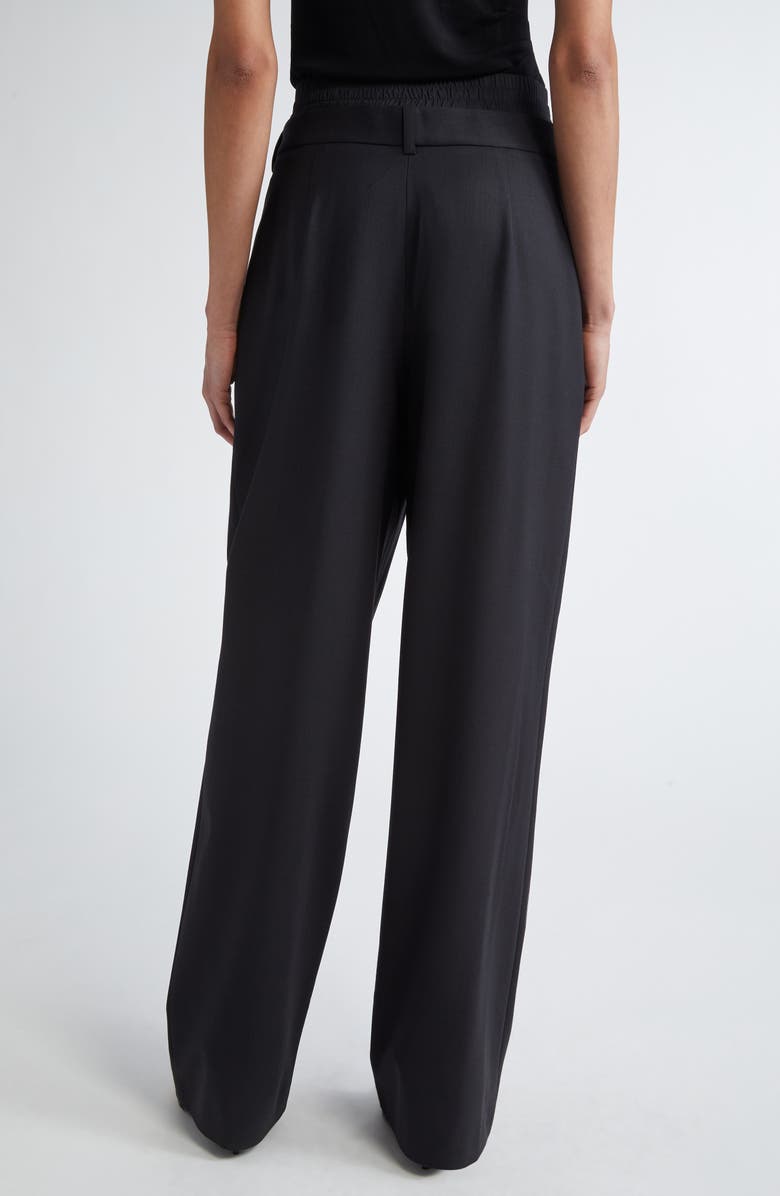 MONSE Layered Waist Stretch Wool Pants, Alternate, color, Black