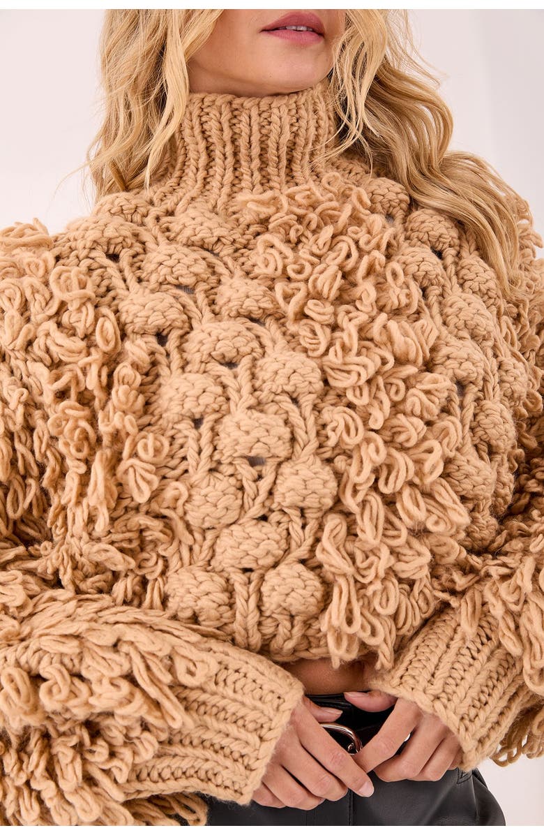 NASTY GAL High Neck Cropped Sweater, Alternate, color, Tan