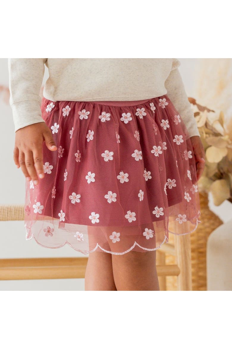 Berry Floral Embroidered Tutu Skirt, Alternate, color, Berry