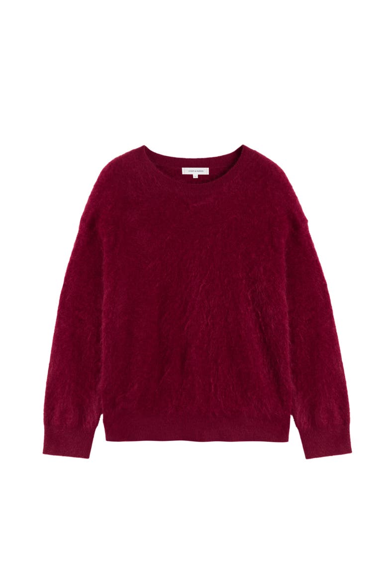 Brushed Cashmere Crew Neck Sweater, Alternate, color, Cherry