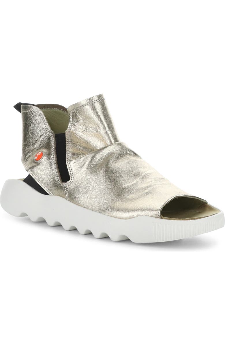 Softinos by Fly London Wish Platform Wedge Sandal, Main, color, Champagne Lamina