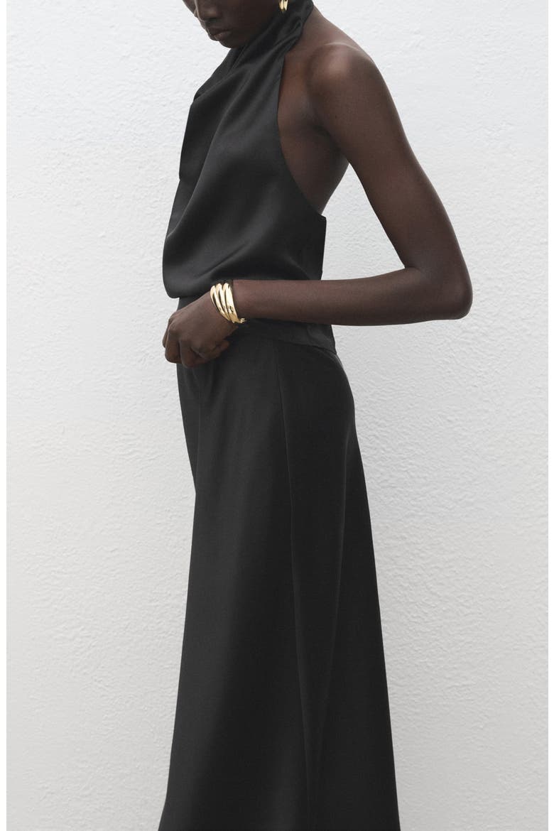 Satin Midi Skirt, Alternate, color, BLACK