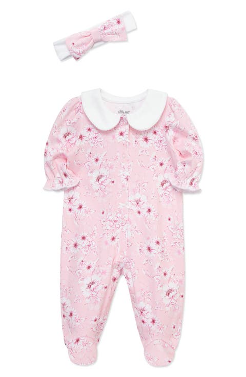 Shaded Roses Cotton Footie & Headband Set (Baby) (Nordstrom Exclusive)