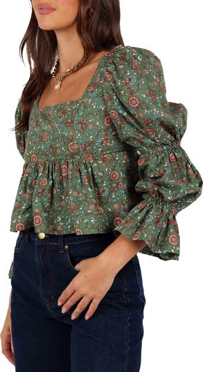 Kenny Bubble Sleeve Crop Top