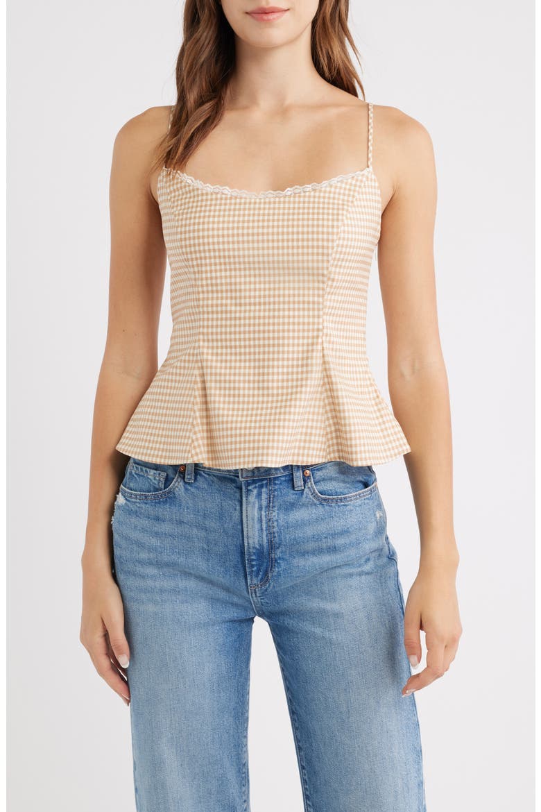 Genevieve Gingham Peplum Top, Main, color, ANZO CHECK
