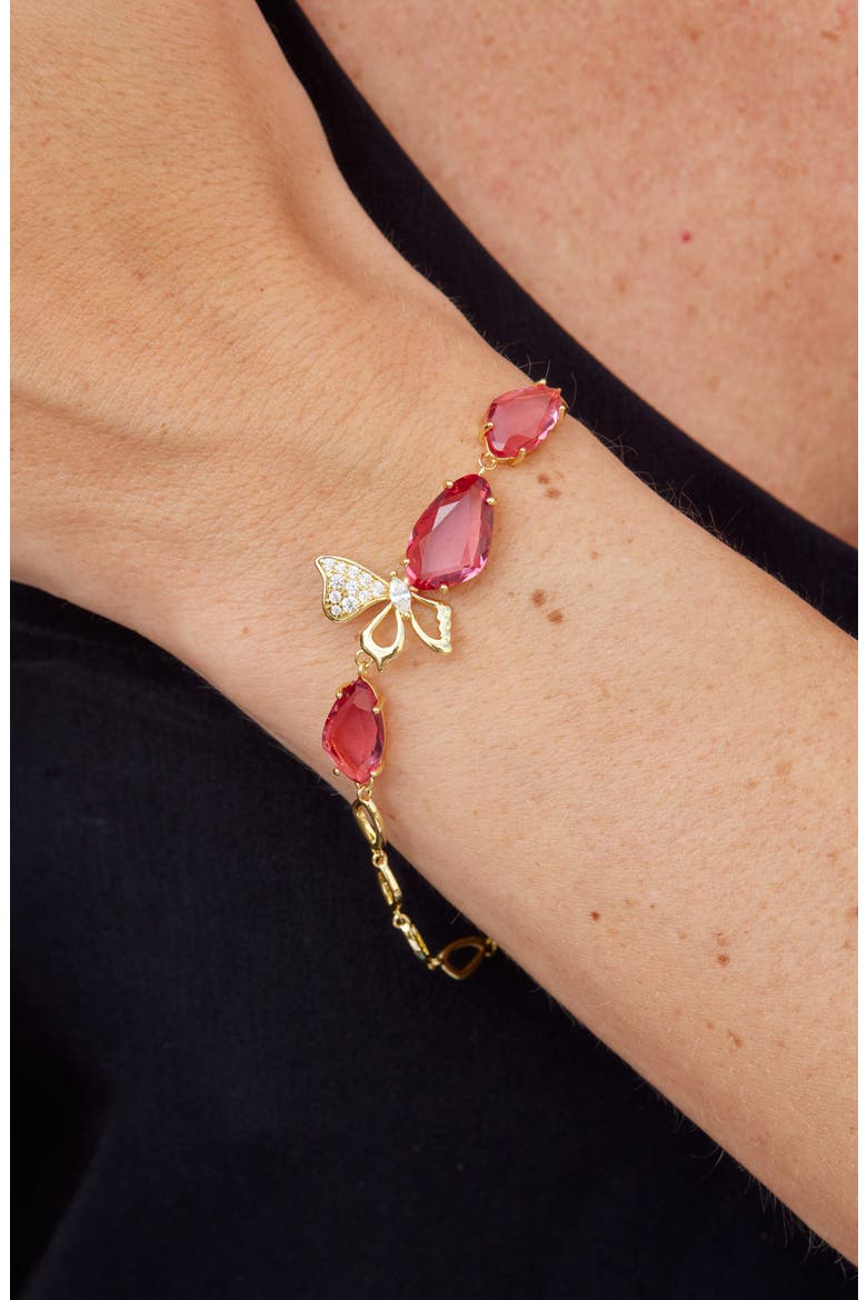 Carved Stone Butterfly Bracelet, Alternate, color, GOLD