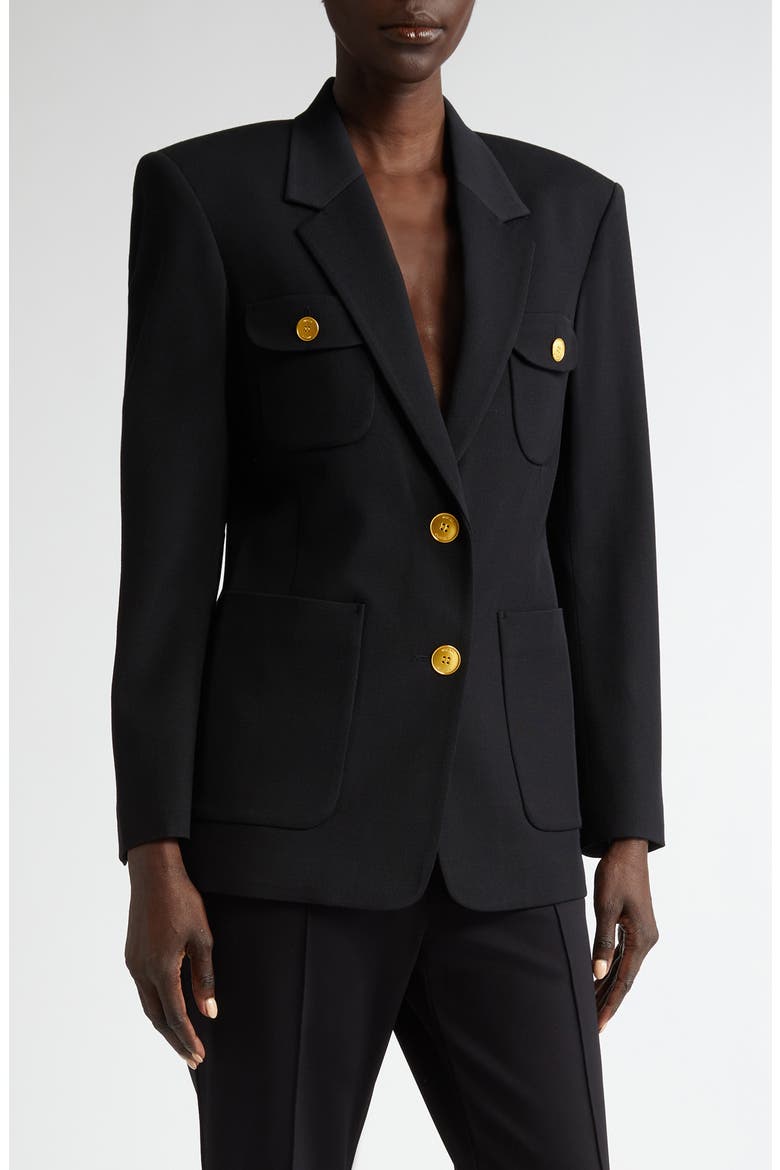 Stretch Twill Blazer, Main, color, BLACK