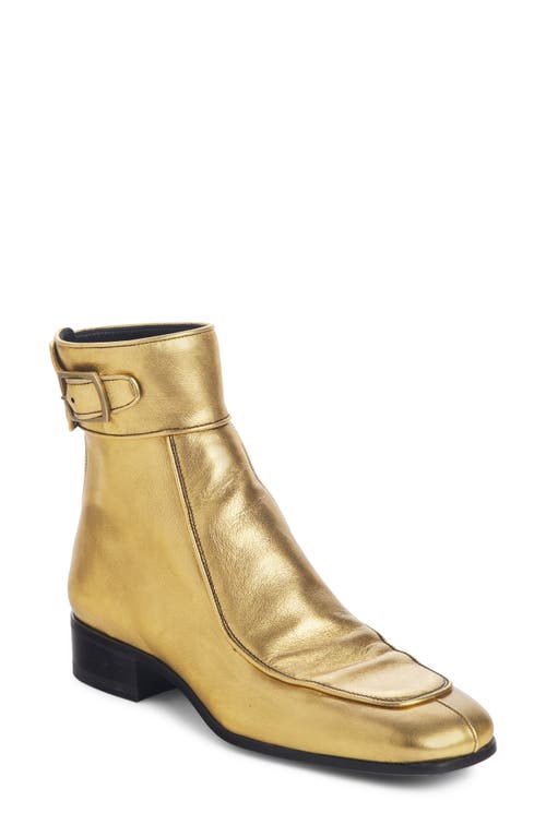 Saint Laurent Miles Buckle Cuff Boot In Gold