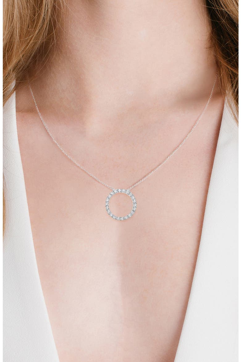 Pavé Open Circle Pendant Necklace, Alternate, color, PURE PLATINUM/ CLEAR STONE