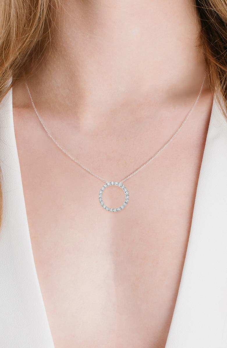 Crislu Pavé Open Circle Pendant Necklace, Alternate, color, Pure Platinum/ Clear Stone