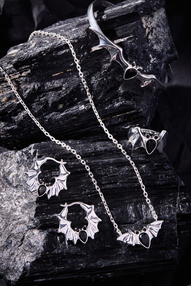 Crystal Bat Cuff, Alternate, color, Silver
