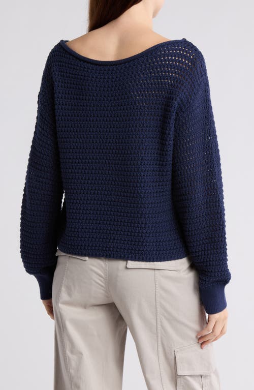 Abound Open Stitch Cotton Sweater In Navy Iris