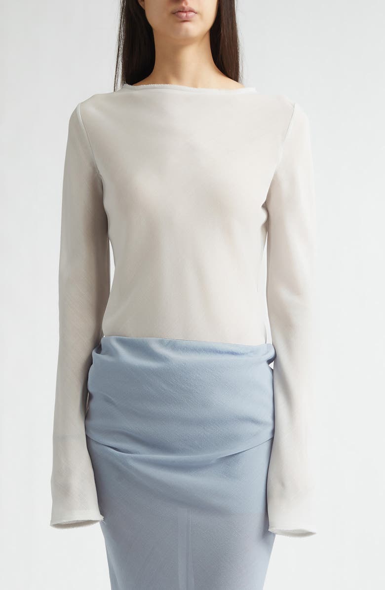 RIER Bias Cut Wool Top, Main, color, Light Grey Gaze