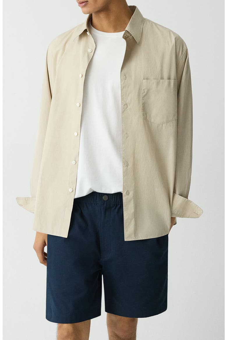 Weekend Solid Cotton Button-Up Shirt, Main, color, EARL GREY