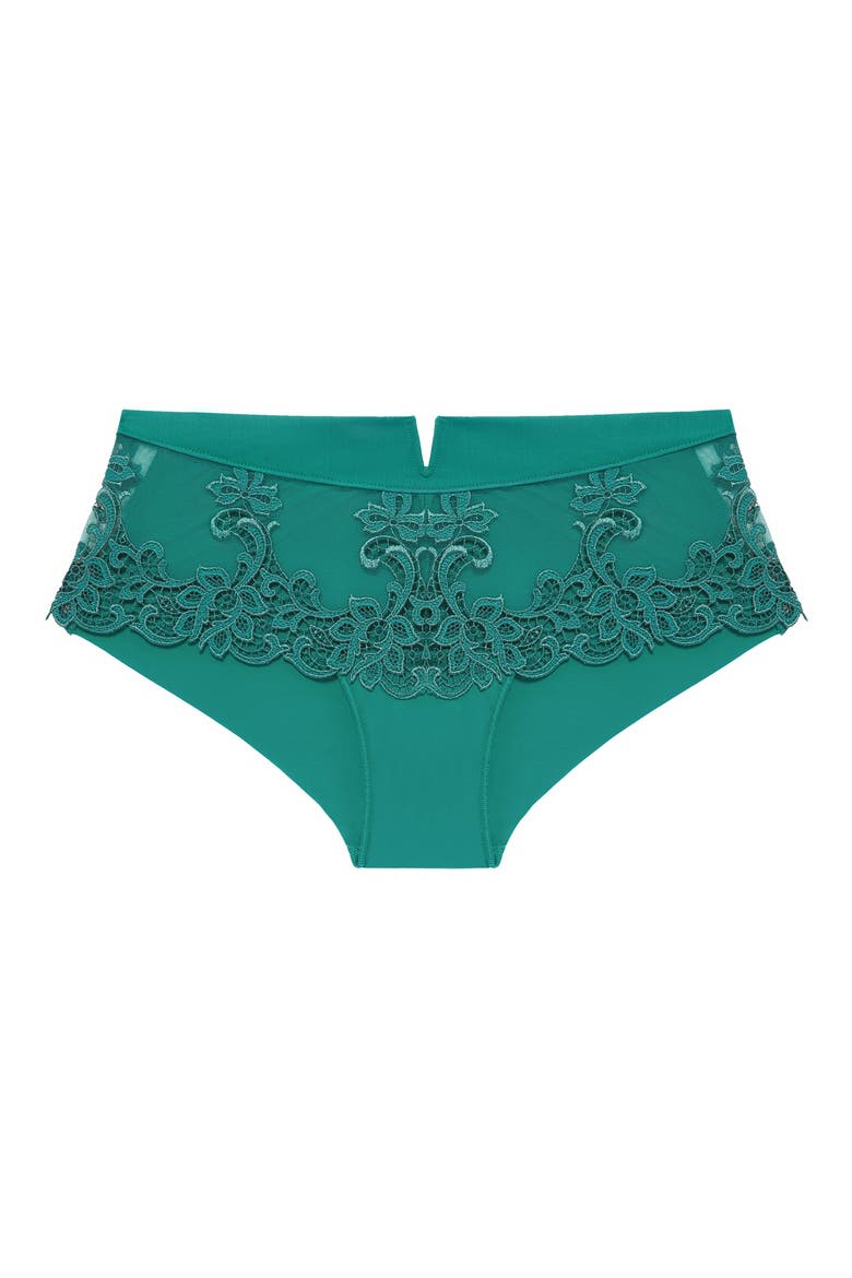 'Saga' Embroidered Boyshort Briefs, Alternate, color, GARDEN GREEN