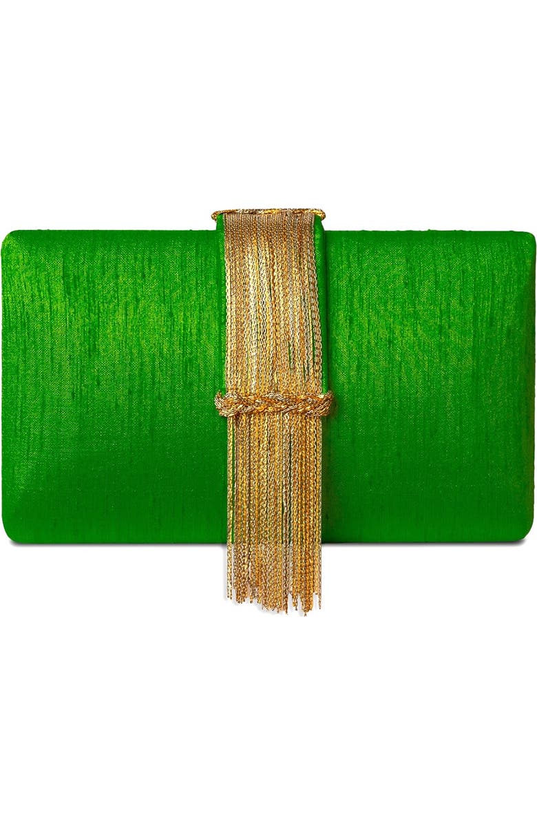 Simitri Fringe Clutch, Main, color, Moss