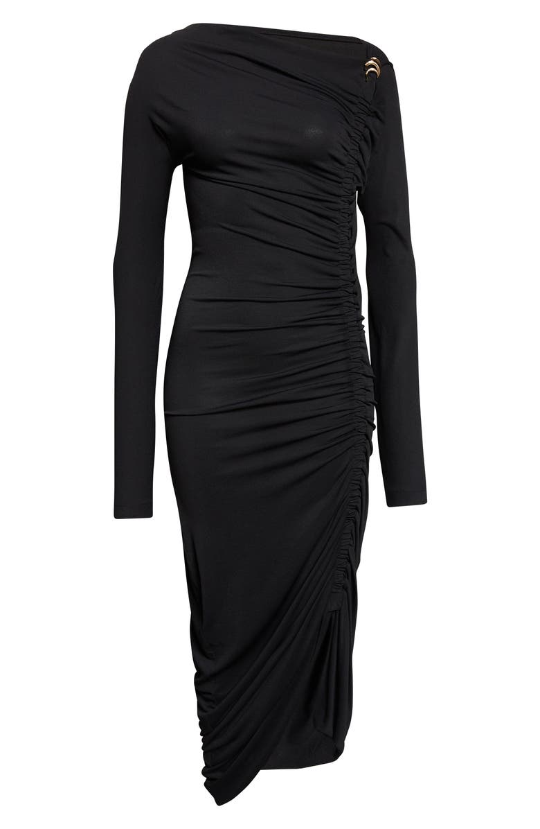 FERRAGAMO Ruched Long Sleeve Jersey Evening Dress, Alternate, color, Nero