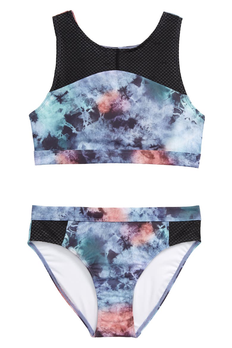 Two-Piece Swimsuit, Main, color, TEAL ARCTIC ROZZY TIE DYE