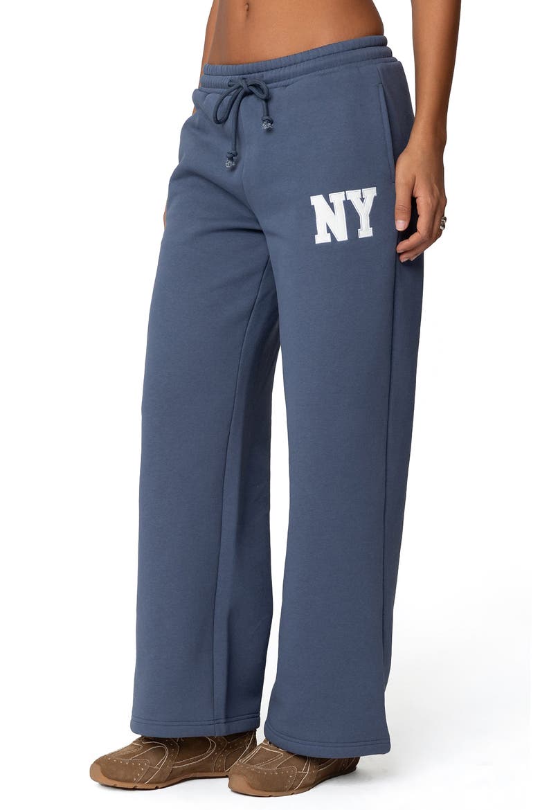 NY Wide Leg Sweatpants, Alternate, color, BLUE