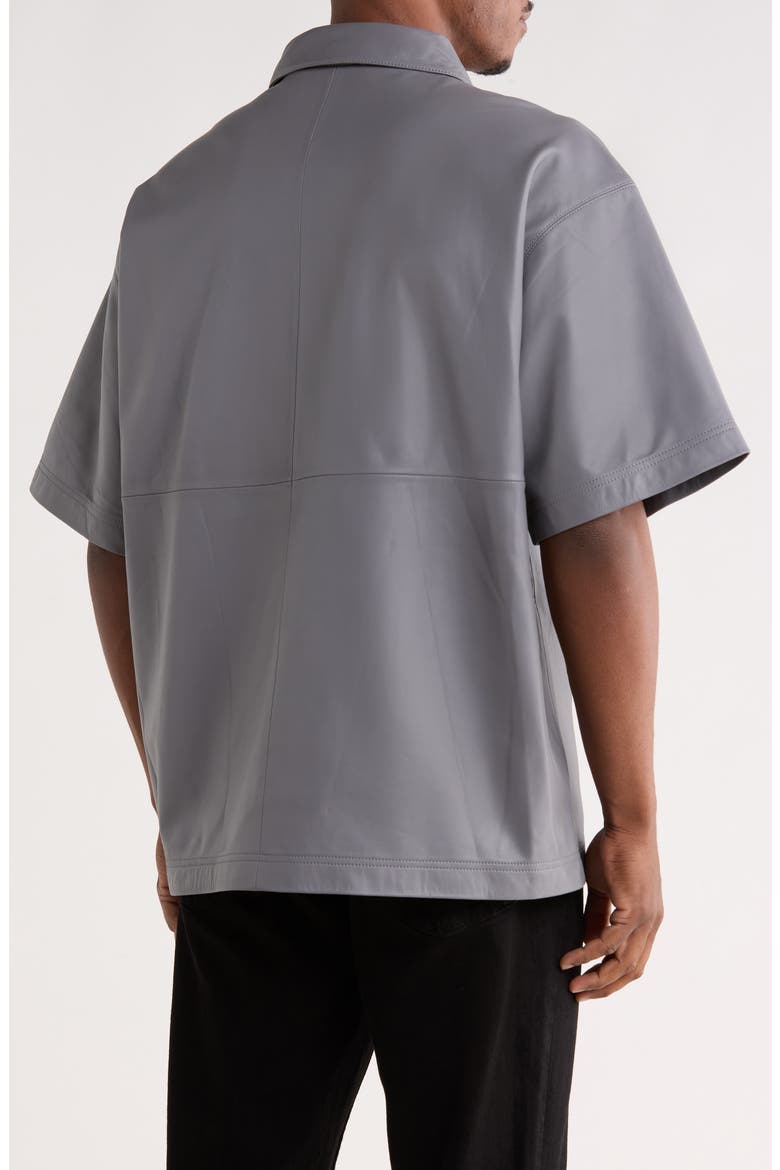 Embossed Leather Polo, Alternate, color, GREY