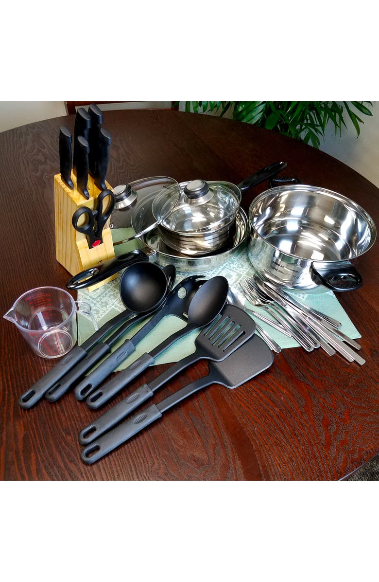 Gibson Home Total Kitchen Lybra 32-Piece Cookware Combo Set, Alternate, color, Black