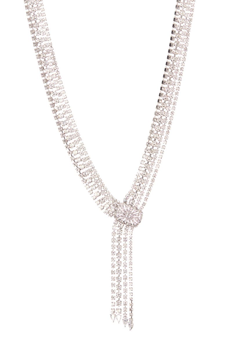 Gladys Cubic Zirconia 4-Line Statement Necklace, Main, color, RHODIUM