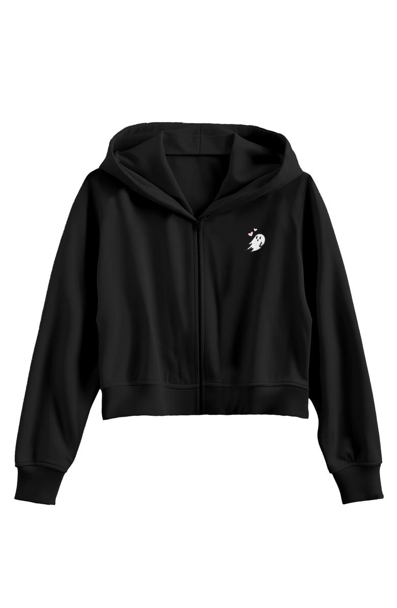 Dalix Heartly Ghost Fleece Zip Hoodie, Main, color, Black