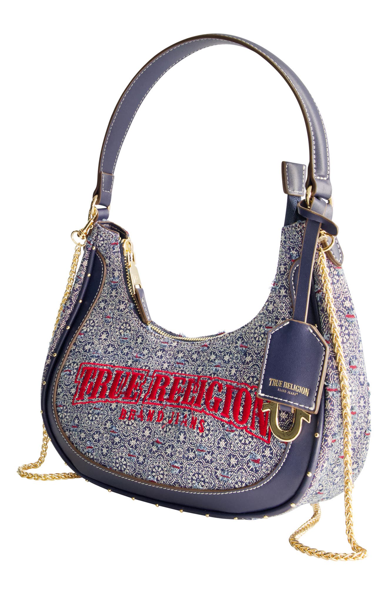 True Religion Logo Small Hobo Bag, Alternate, color, 