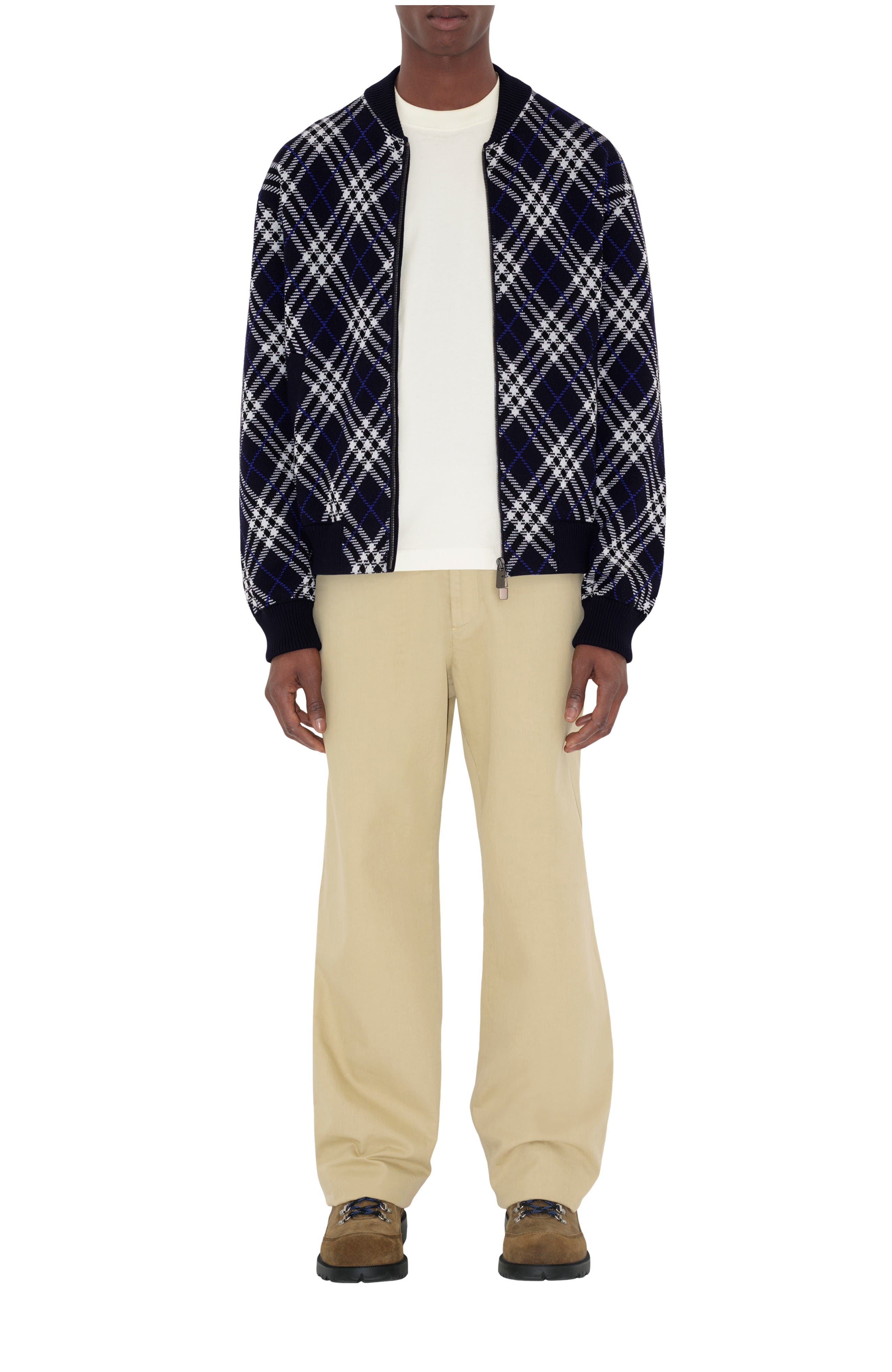 Мужские Burberry Check Wool Blend Bomber Jacket
