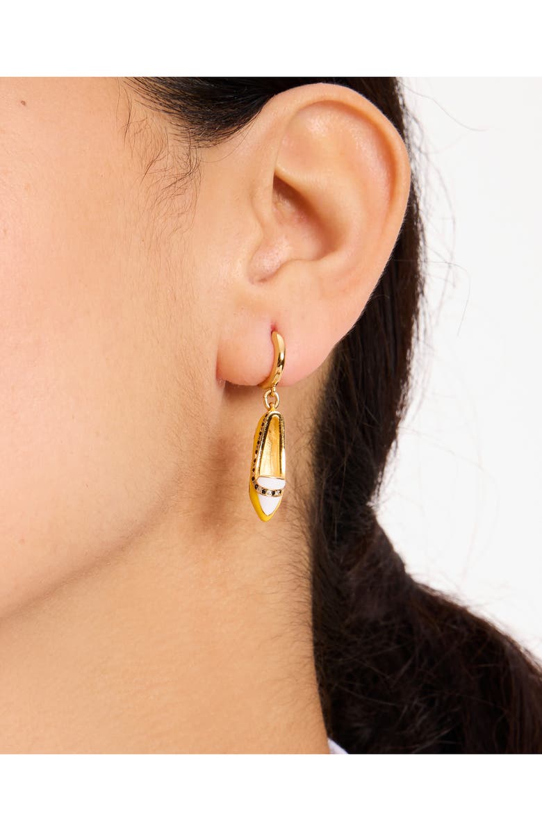 Kate Spade New York mini gogo taxi flat huggie drop earrings, Alternate, color, 