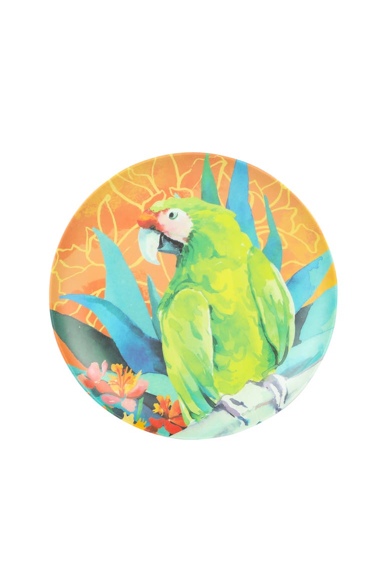 Tropical Parrots 12 piece Melamine Dinnerware Set, Alternate, color, Assorted