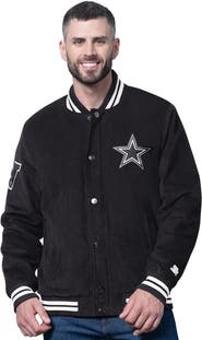 STARTER Men's Starter Black Dallas Cowboys Blackout Corduroy Full-Snap Varsity Jacket