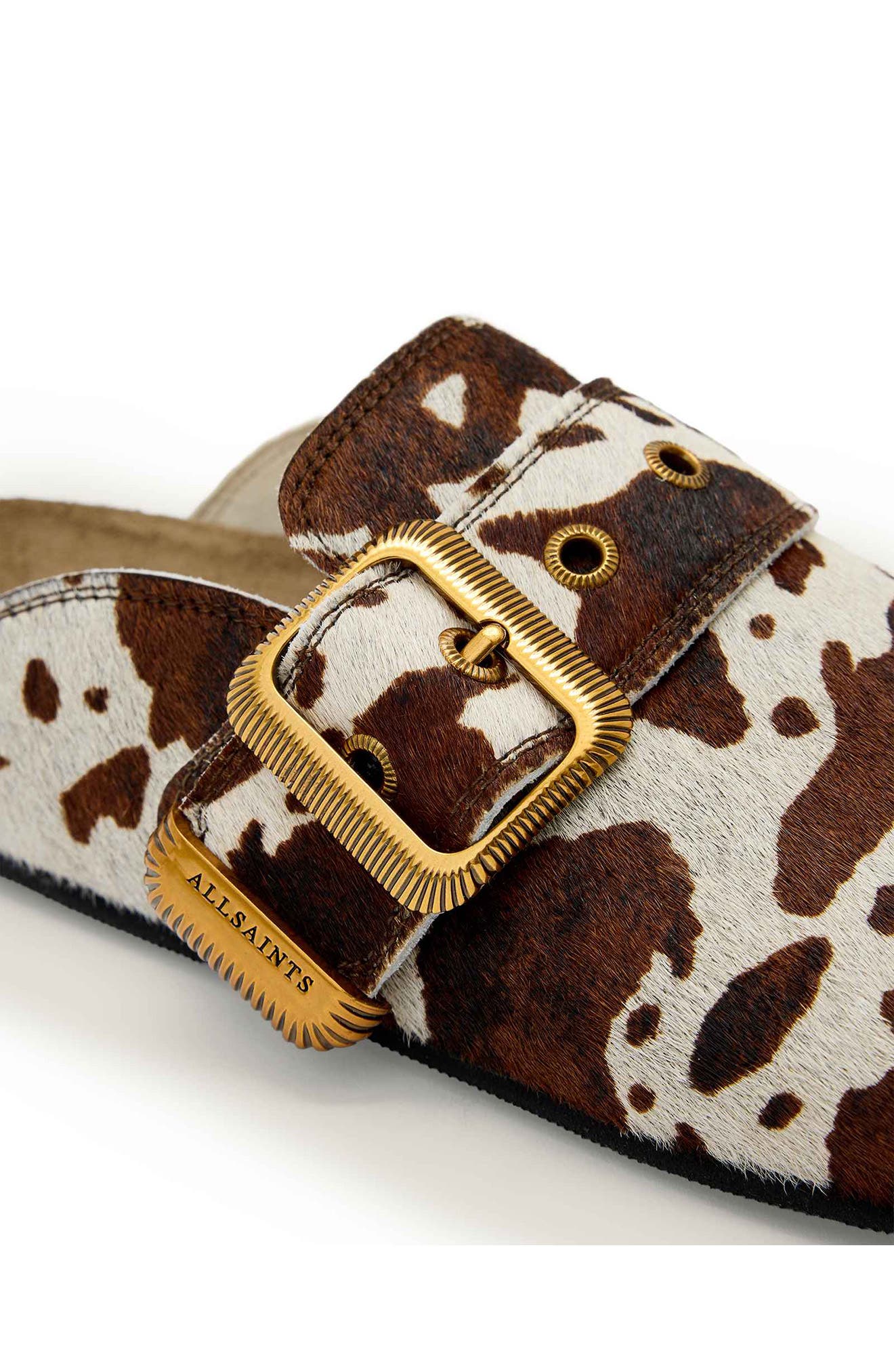 AllSaints Staffa Genuine Calf Hair Mule, Alternate, color, Cow Print