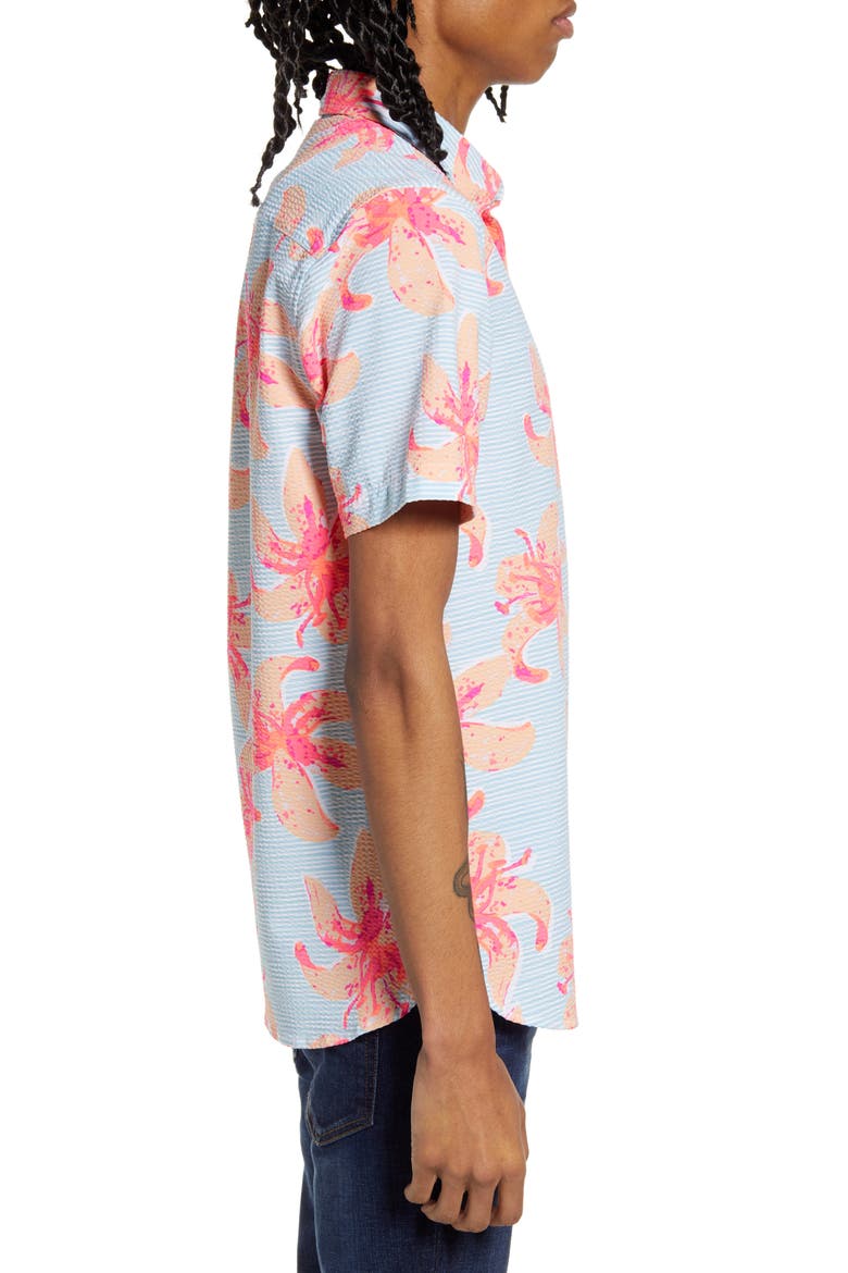 The Bloomslam Short Sleeve Button-Down Popover Seersucker Shirt, Alternate, color, LIGHT/ PASTEL BLUE