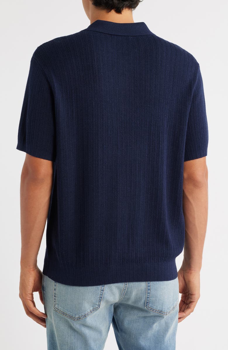 Madewell Tuck Stitch Three-Button Polo Sweater, Alternate, color, Midnight Navy