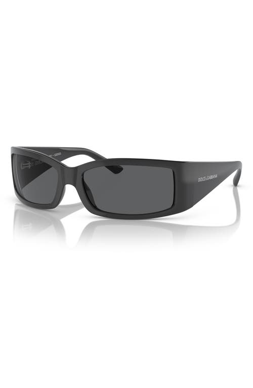 Dolce & Gabbana Dolce&gabbana 61mm Polarized Rectangular Sunglasses In Dark Grey