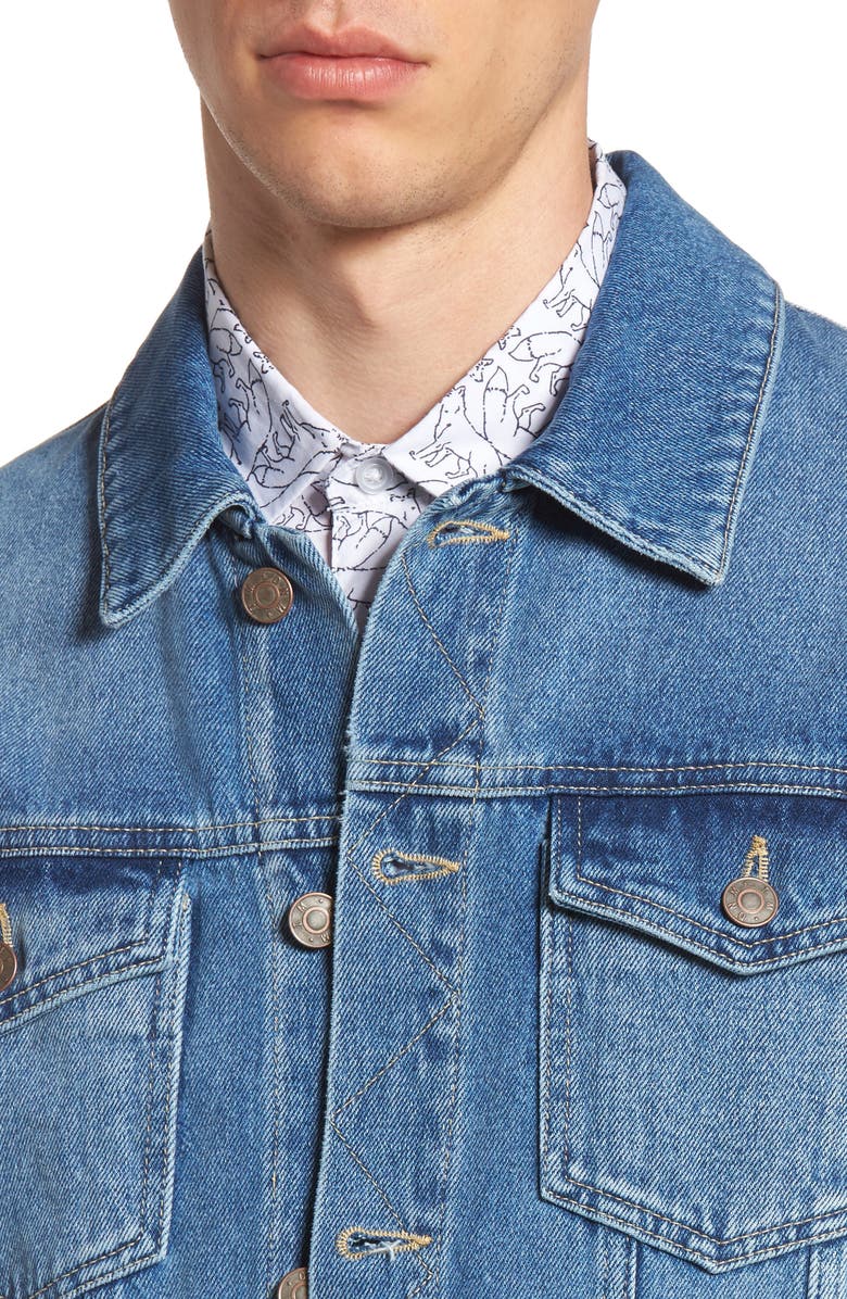 Topman Griffin Denim Jacket, Alternate, color, 